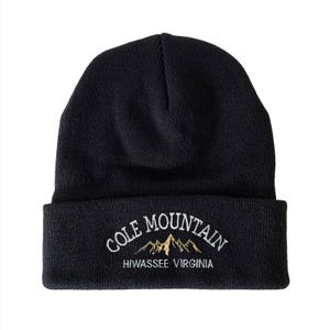 Cole Mountain Embroidered Beanie Winter Hat camping beanie hiking beanie mountain beanie Hiwassee Virginia