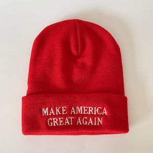 Make America Great Again Embroidered Beanie MAGA Winter Hat