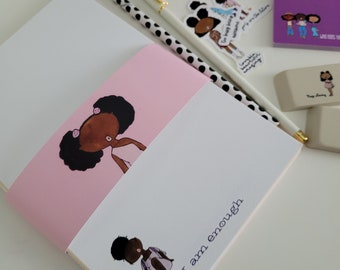 Cherish Me afro stationery writing set. Black girl magic, stationery, black girl illustrations ,afro gifts, black girls write