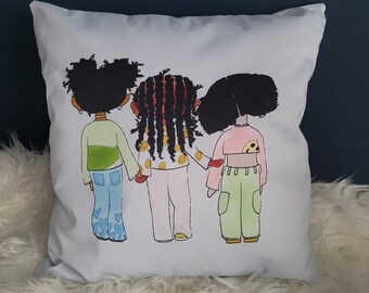 Cherish Me afro girls cushion Black girl magic