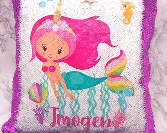 Flip sequin pillow | Etsy Flip Sequin Pillow Mermaid Silhouette