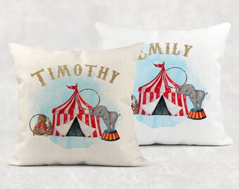 16" white cushion cover girl circus nursery gift Personalised circus big top 16" white cushion cover girl circus nursery gift Personalised circus big top
