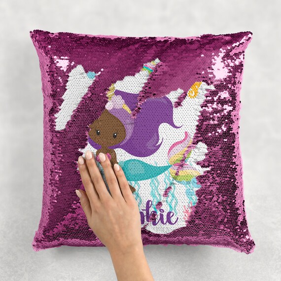 Mermaid Unicorn Personalised Mermaid Sequin Cushion Etsy Australia