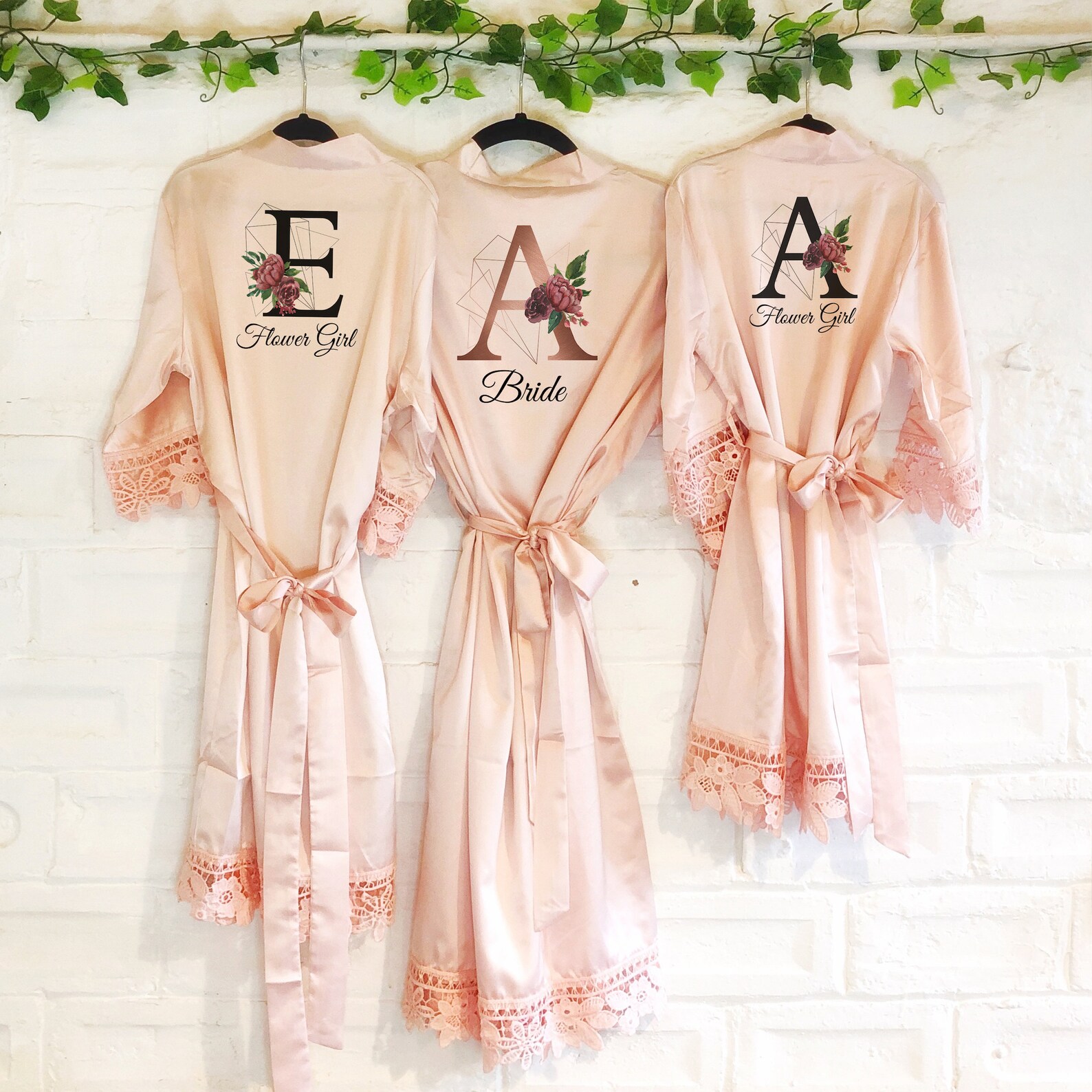 Initial Floral Personalised Bride Lace Wedding Dressing Robe | Etsy