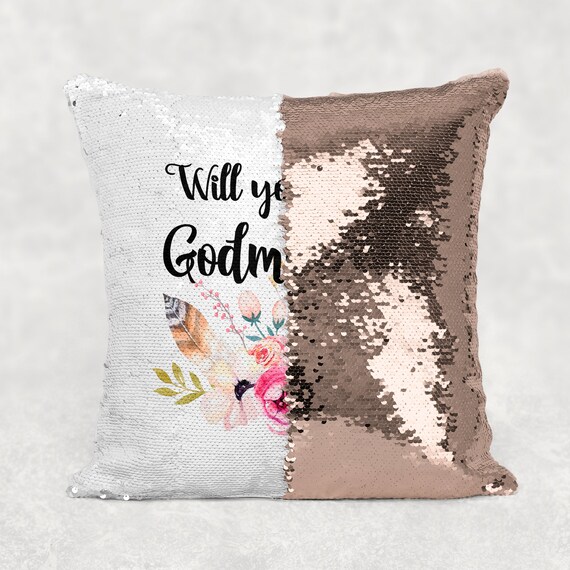 Sequin cushions with hidden cheap message