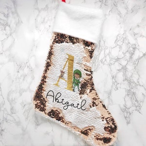 Personalised Penguin Sequin Topped Christmas Stocking Personalised Penguin Sequin Topped Christmas Stocking