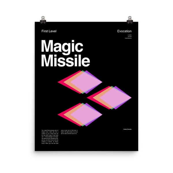 Magic Missile Poster | Dungeons and Dragons | Tabletop Role Playing | DND