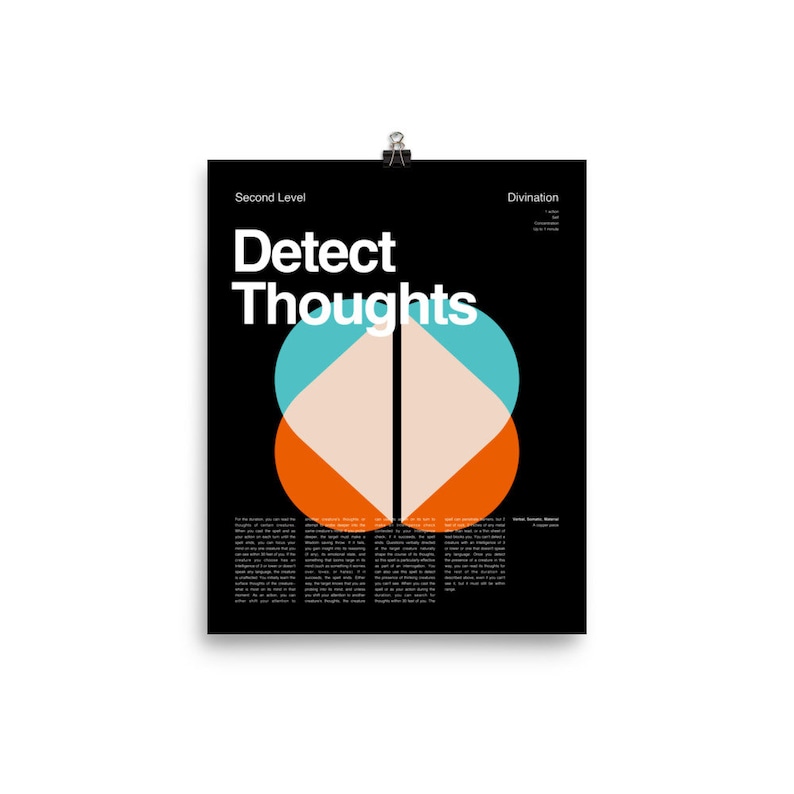 Detect Thoughts Poster Dungeons and Dragons Tabletop Role Etsy