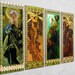 4 x Set Alphonse Mucha Style The Stars and the Moon Canvas Wall Picture Print Art Nouveau Home Decoration Living Room