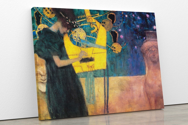 GUSTAV KLIMT the Music Framed Canvas Wall Art Picture Print Etsy