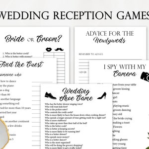 5 Wedding Reception Games, Printable Wedding Reception Game, Fun ...