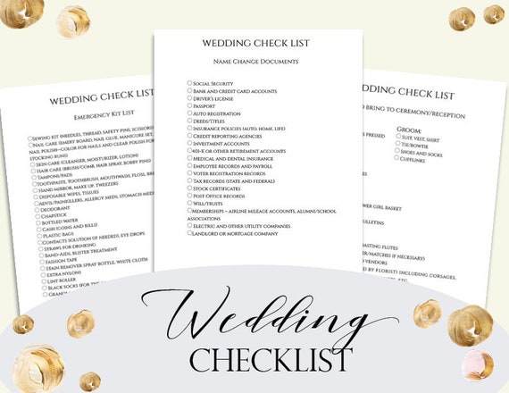 Wedding Check List Wedding To Do List Wedding Emergency Kit Etsy