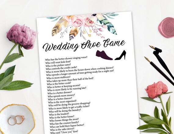 Wedding Shoe Reception Game Printable Game Wedding Shoe Game Etsy