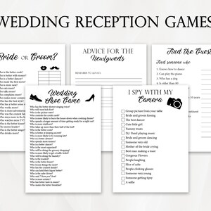 5 Wedding Reception Games, Printable Wedding Reception Game, Fun ...