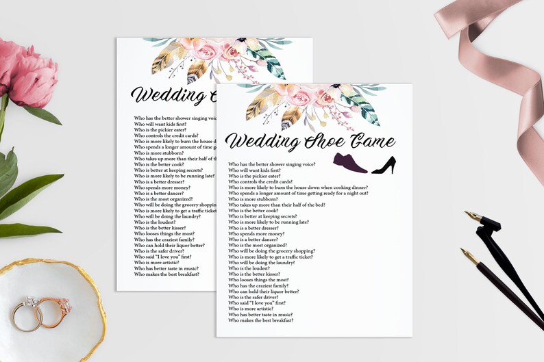 Wedding Shoe Reception Game Printable Game Wedding Shoe