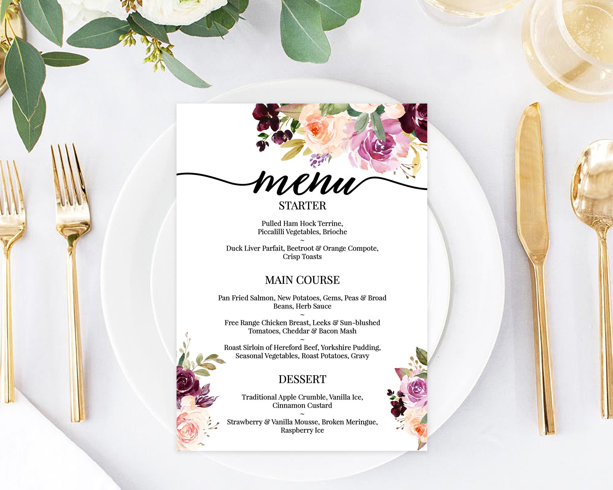 Wedding Menu Printable Menu Template Editable Menu  Etsy