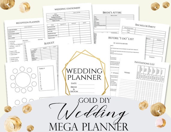 Gold Wedding Planner Diy Wedding Planner Pages Printable Etsy