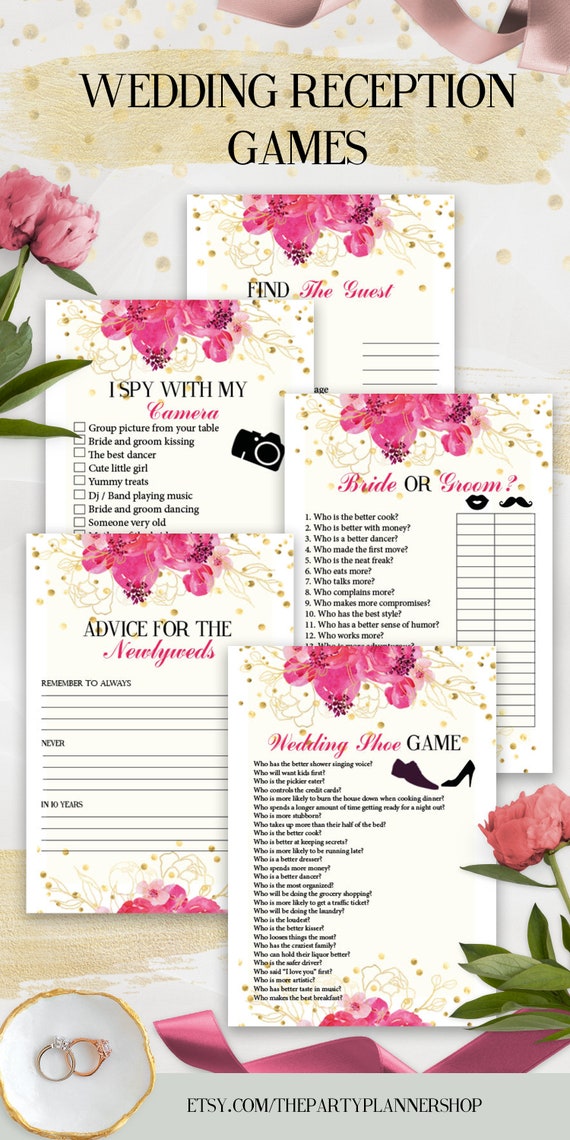 5 Wedding Reception Games Printable Wedding Reception Game Etsy