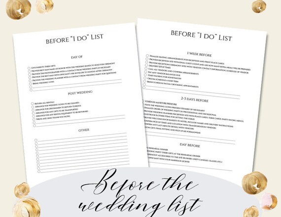 Before I Do List Wedding Checklist Detailed Diy Wedding Etsy