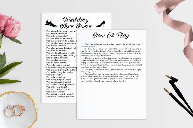 Wedding Shoe Printable Game Wedding Shoe Game Questions Etsy