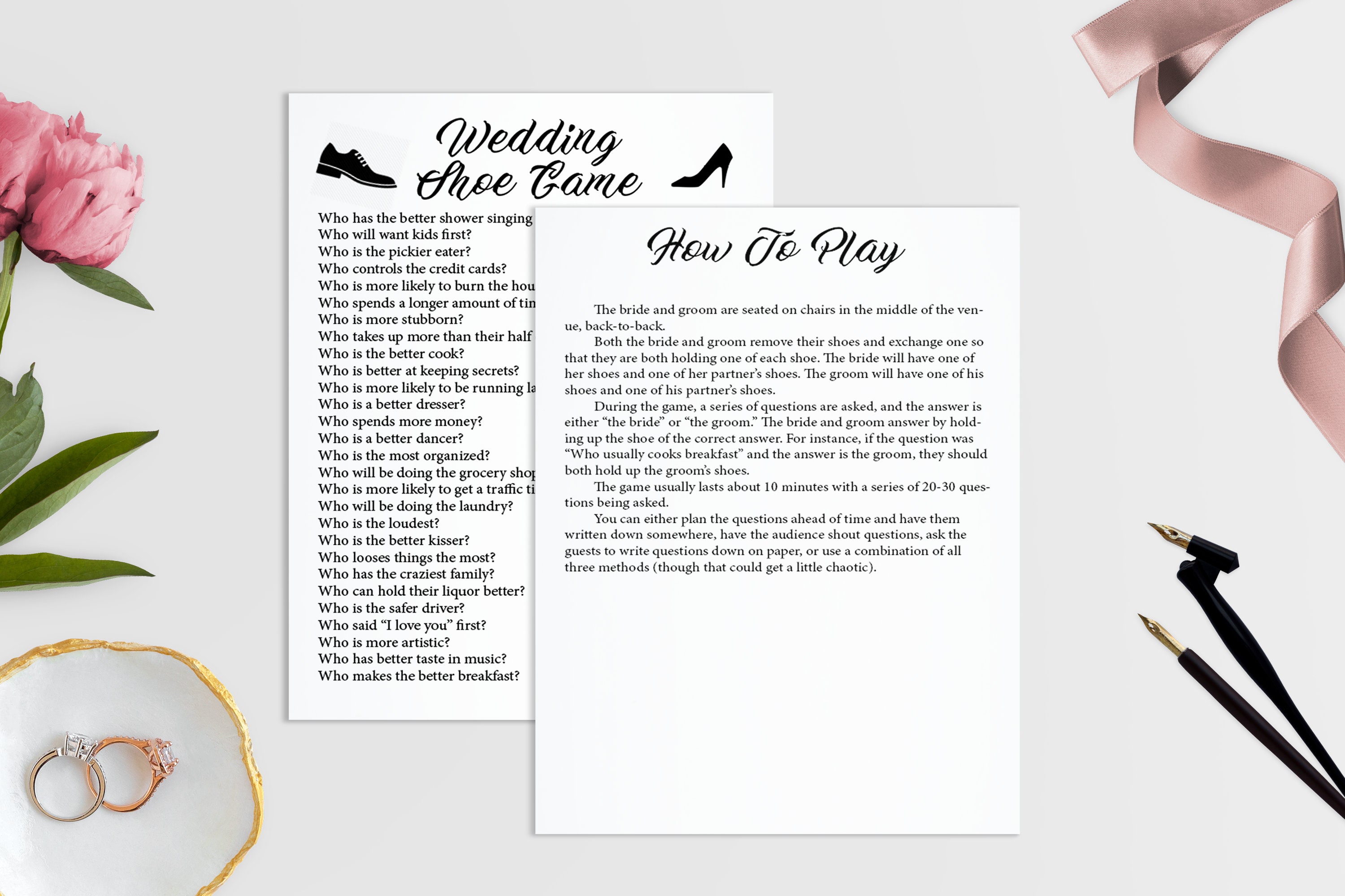 Wedding Shoe Printable Game, Wedding Shoe Game Questions, Wedding ...