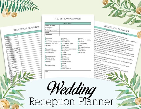 Wedding Reception Planner And Seating Planner Green Wedding Etsy