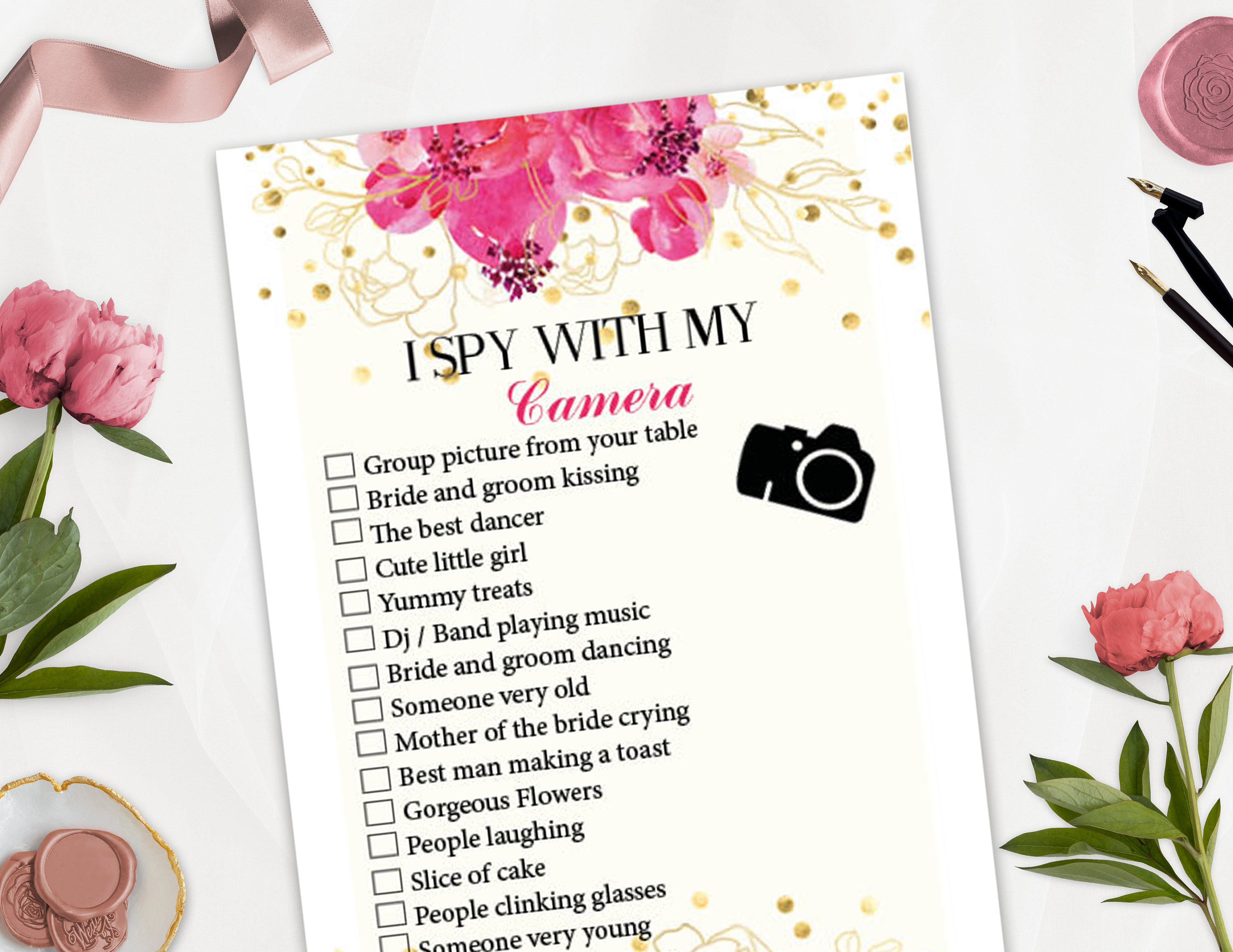 I Spy Wedding Game Printable Wedding Reception Game Fun | Etsy