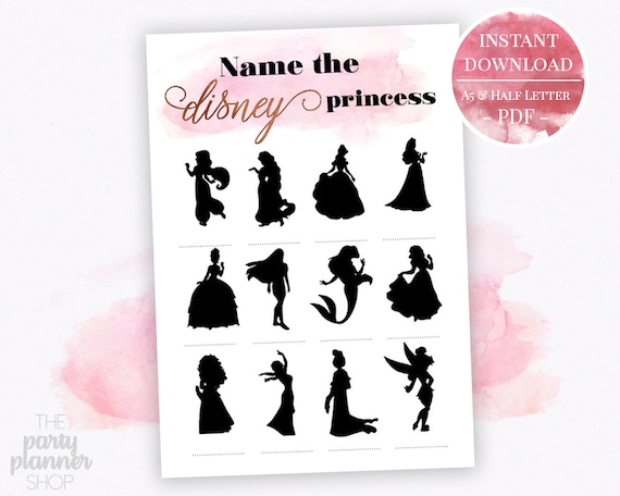Name That Disney Princess Bridal Shower Games Rose Gold Etsy