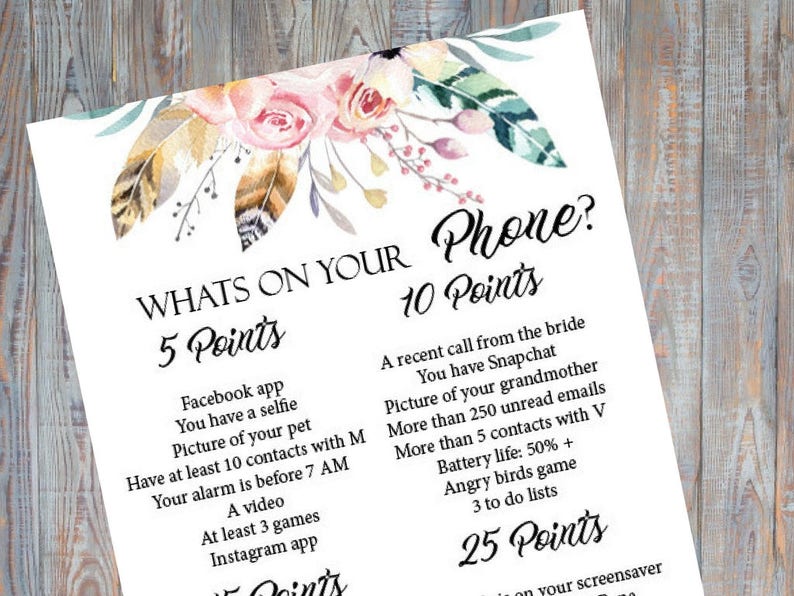 Whats On Your Phone Bachelorette Party Game Boho Printable Etsy Whats On Your Phone Bachelorette Party Game Boho Printable Etsy