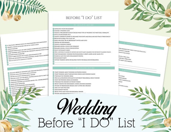 Before I Do List Wedding Checklist Detailed Diy Wedding Etsy