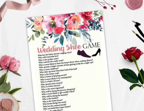 Wedding Shoe Printable Game Wedding Shoe Game Questions Etsy