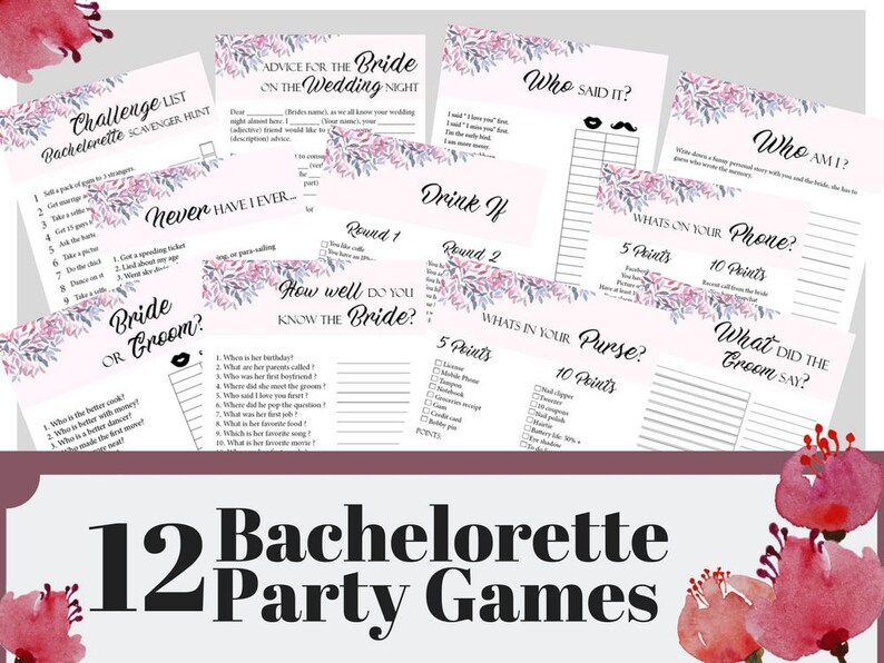 12 bachelorette party games printable bachelorette party etsy