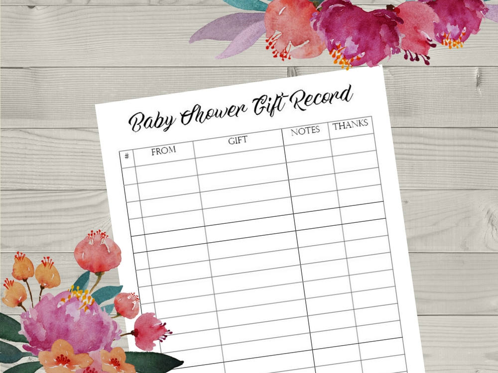 Printable Baby Shower Gift Registry Gift Record List List of Etsy