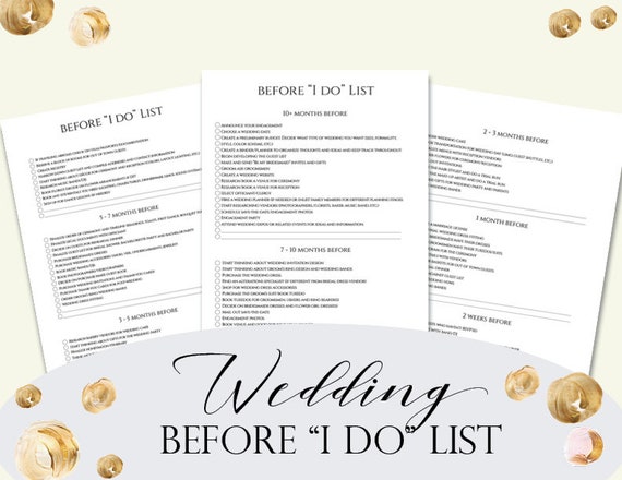 Before I Do List Wedding Checklist Detailed Diy Wedding Etsy