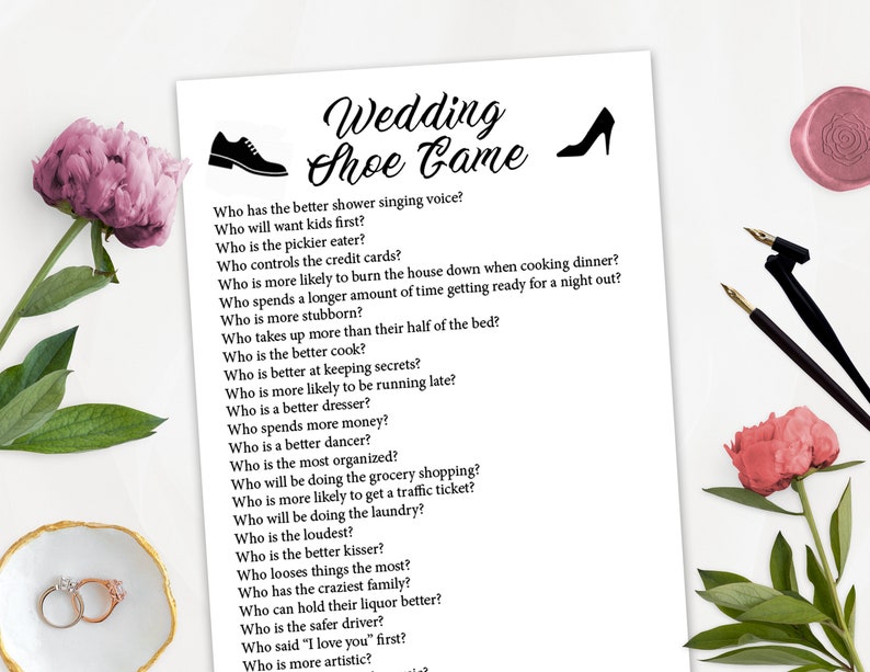 Wedding Shoe Printable Game Wedding Shoe Game Questions Etsy