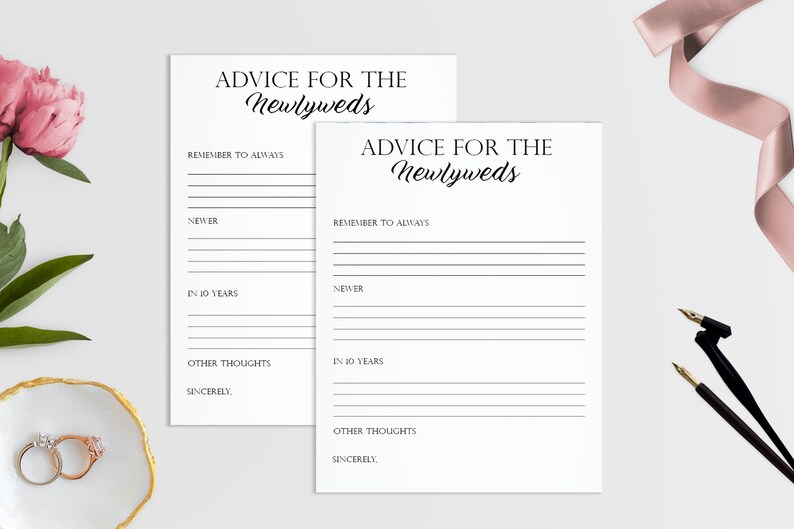 Advice for the Newlyweds Wedding Game Printable Wedding - Etsy