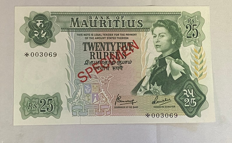 25 /& 50 Rupees Unc. 5 10 Mauritius 1978 Banknotes Specimen Set