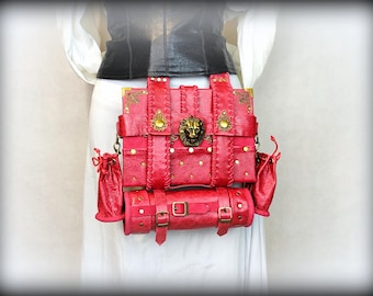 Roter Grimoire Journal Kit: LARP Alchemist Buch Halter