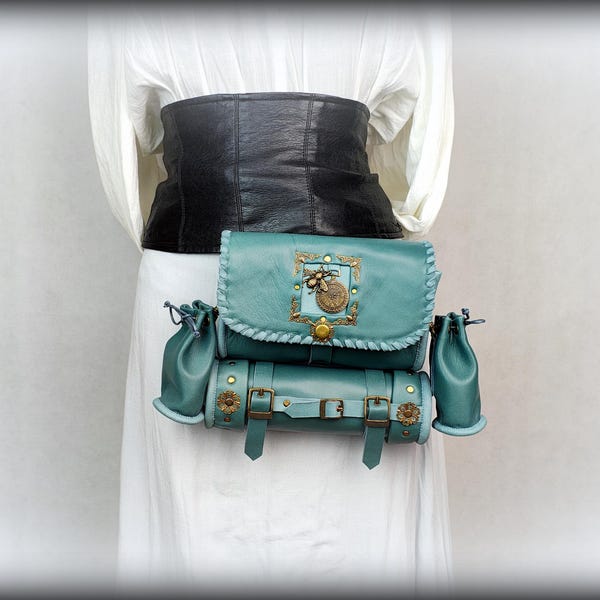 Handmade Leather LARP Belt Bag: Alchemy Fairy Fantasy Accessories