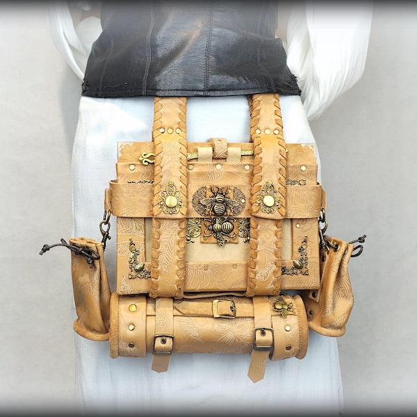 Leather Book Holster: Alchemist LARP Journal, Tube & Pouches