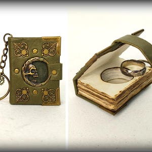 Boîte à bagues, livre miniature à compartiment secret, livre creux, mini porte-clés en cuir tête de mort, expédition rapide par transporteur