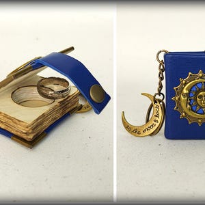 Ringbox, Geheimfach Miniaturbuch, Celestial Ring Box, Hohlbuch, Mini Lederbuch Schlüsselanhänger, Schneller Versand per Kurier