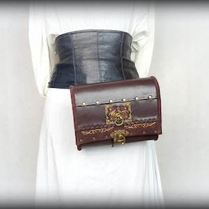 Alchemie Beutel, Hexenmeister Alchemistentasche, Gürteltasche aus Leder mit einem Drachen, Fantasy LARP Tasche, Schneller Versand per Kurier