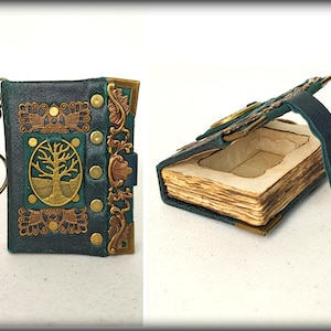 Mini-Buch mit GEHEIMFACH, Mini-Lederbuch-Schlüsselanhänger, Baum-Buch-Ring-Box, Hohlbuch, Schneller Versand per Kurier