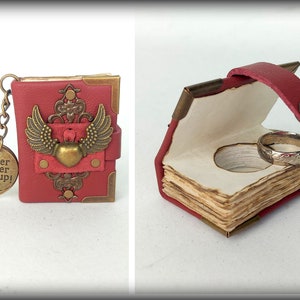 Boîte à bagues, livre miniature à compartiment secret, boîte à bagues fantastique, livre creux, mini porte-clés en cuir, expédition rapide par transporteur