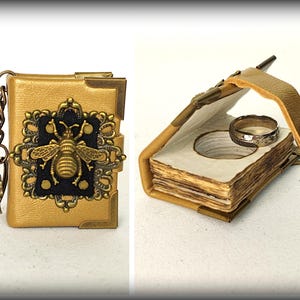 Boîte à bagues de fiançailles, livre secret miniature, cadeau de proposition fantastique, souvenir médiéval païen GN, expédition rapide par transporteur