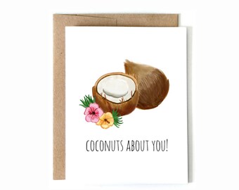 Coconuts About You / Punny Card Card for Friend Card for - Etsy Coconuts About You / Punny Card Card for Friend Card for - Etsy
