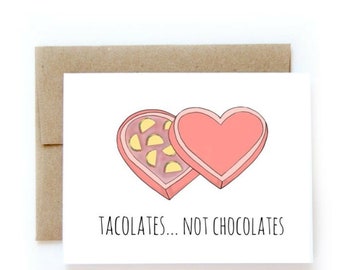 Taco Chocolate Card | Valentine's Day Card, Taco Valentine's Day Card, Funny Valentine's Day Card, Taco Card