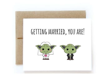 DIGITALE DOWNLOAD - Getrouwd, je bent l Yoda trouwkaart, Star Wars trouwkaart