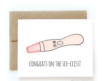 Sex-cess/ baby shower card, baby shower gift, funny baby card, funny pregnancy card, pregnancy card, pregnancy test card